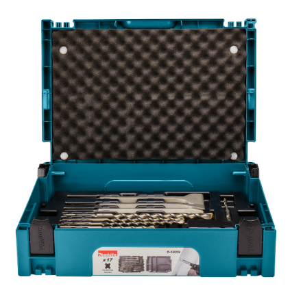 MAKITA SDS CONCRETE DRILL/CHISEL SET 17 PIECES IN MBOX B-52059