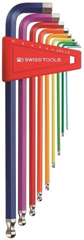 PB STFTSLEUTELSET 6-KANT LANG K.K. 212 LH-10 RB 10-DELIG 1,5-10mm GEKLEURD