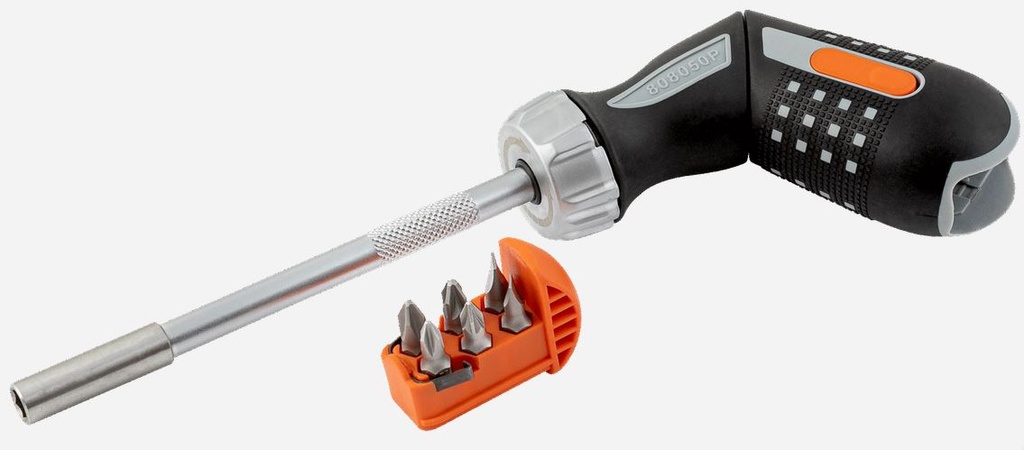 RATELSCHROEVENDRAAIER PISTOOL 808050P + 6 BITJES (SL + PH + PZ)