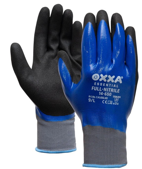 OXXA HANDSCHOENEN FULL-NITRILE MT.10 14-650 ZWART-BLAUW