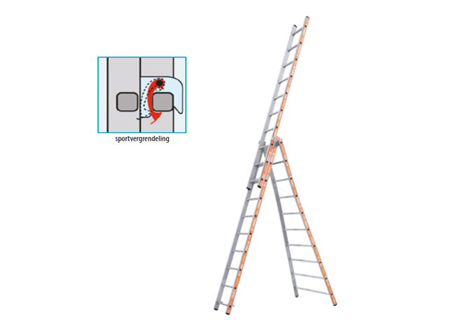 ALUMINUM REFORM LADDER 3x8 rungs (WITH CURVED REAR.)