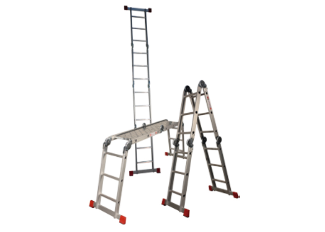 FOLDING LADDER 4X3 WITH 2 STABILITY BEAMS AND PLATFORM