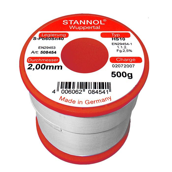500gr SOLDER TIN 60/40 RESIN CORE 2.0mm STANNOL 508454