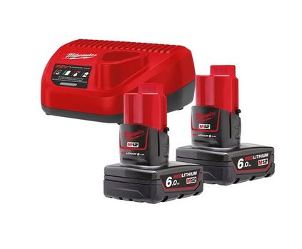 MILWAUKEE M12™ M12 NRG-602 ACCU-LAADSET 2x 12V 6,0Ah ACCU & C12 C LADER 4933451903
