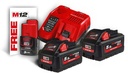 MILWAUKEE BATTERY PACK M18 HNRG-552 PACK CHARGER M12-M18 + 2x M18 5Ah + 1x M12 2Ah