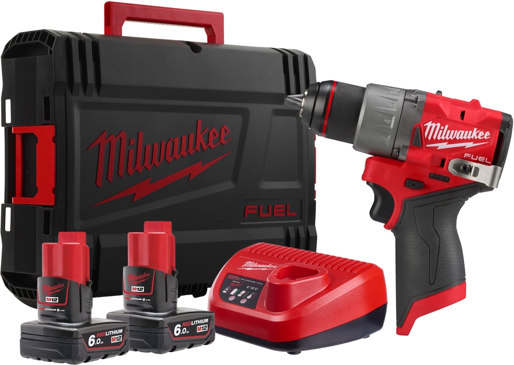 MILWAUKEE ACCUBOORSCHR.MACH.M12 FDD2-602 +2X ACCU 12V 6,0AH + LADER M12 + HD-BOX