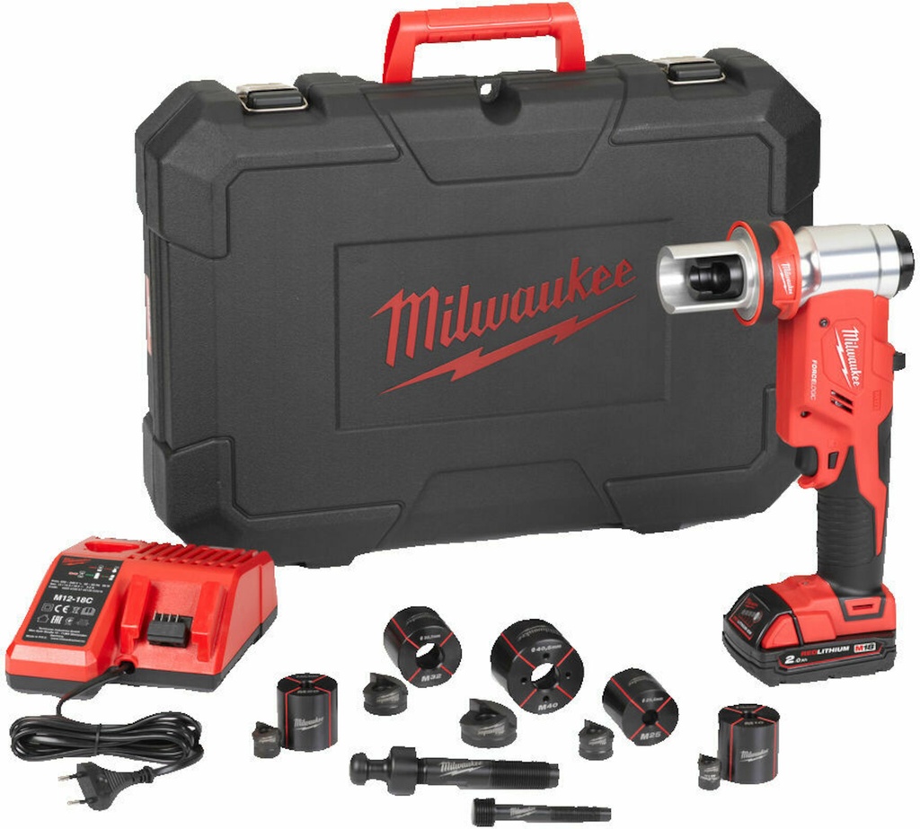 MILWAUKEE M18™ M18 HKP-201CA HYDRAULISCHE ACCU PONSMACHINE INCLUSIEF PONSEN & MATRIJZEN 4933451204