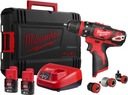 MILWAUKEE M12 BDD KIT-202C DRIVER WITH 2X2.0AH BATTERY AND CHARGER IN CASE