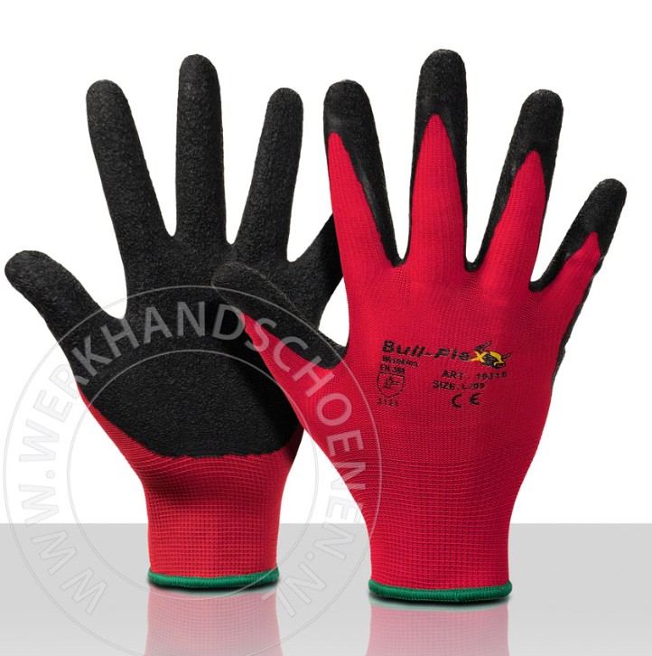 BULLFLEX 10318 NITRILE MICROFOAM MT-L GLOVES RED / BLACK (box 240 pr)