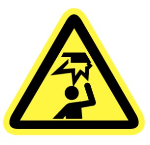 STICKER PAS OP HOOFD STOTEN 150mm GEEL DRIEKANT