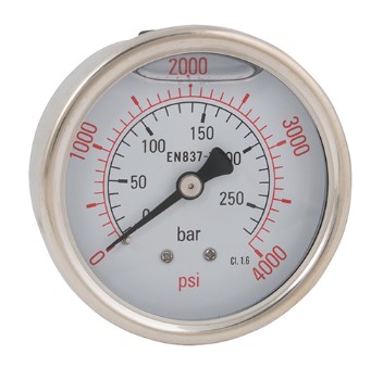 MANOMETER RVS 0-60B D=63MM 1/4" ACHTER GLYCERINE GEVULD PG63-060RG