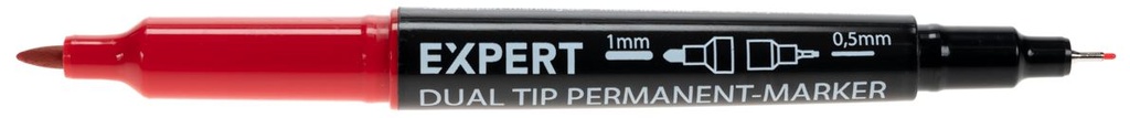DUAL PERMANENTMARKER 1mm + 0,5mm ROOD 