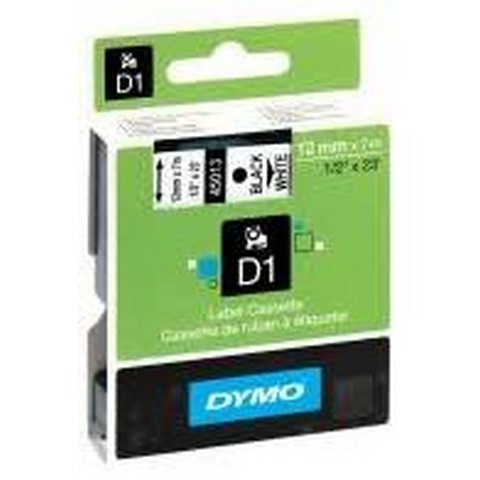 DYMO CAS. 12mm RHINO BLACK/WHITE