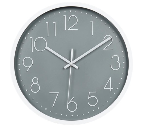 WALL CLOCK Ø300MM WIRELESS GREY HOUSING WHITE SILENT MOVEMENT