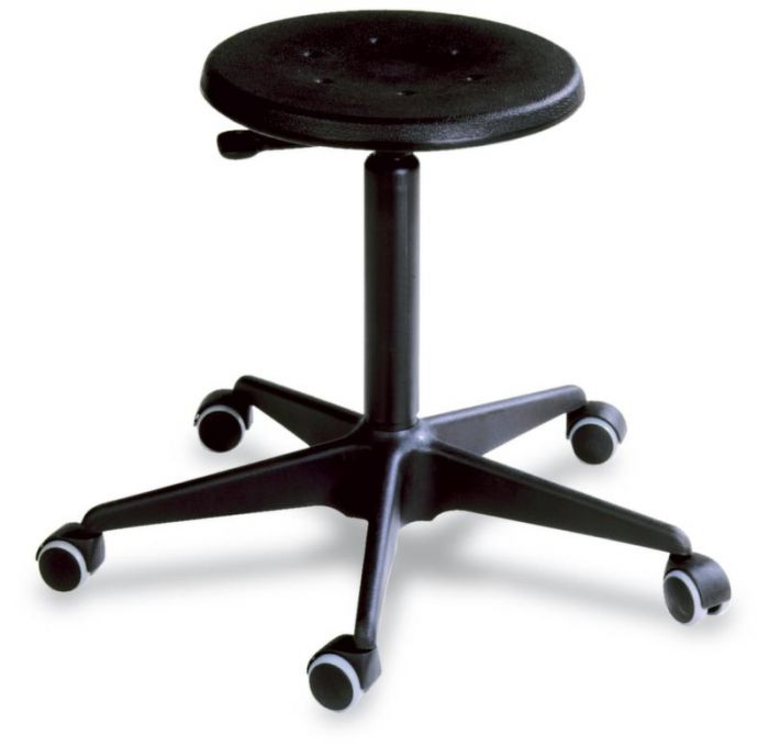 WORKSHOP STOOL BLACK FABRIC SEAT MOBILE H 470-600mm