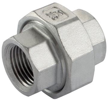 STAINLESS STEEL 3-PIECE HEAD. 1" bi-bi BSPT-BSP stainless steel AISI 316 3DLG340 HU-1