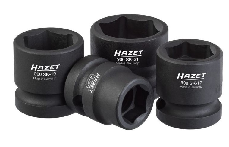 HAZET POWER SOCKET SET 1/2"4 DLG 13-17-19-21 MM