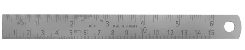 LINIAAL RVS 300x18x0,5mm  MM/INCH VERD. 