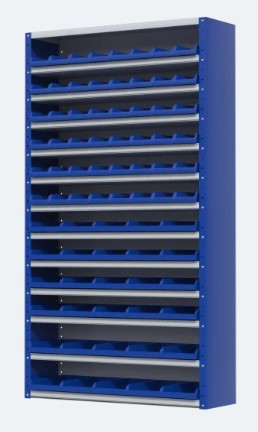 STORAGE CABINET NO. 246.11 WITH 78 BINS H1980xW1000xD300MM BLUE/GREY