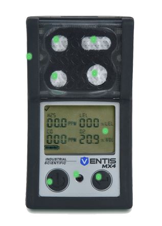 GAS DETECTIEMETER VENTIS MX-4 ACCU LEL-O2-H2S + LADER + CERTIFICAAT
