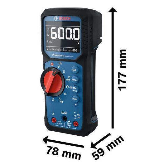 DIGITALE MULTIMETER GDM 600-15 DISPLAY TRUE RMS CATIII 600V / 10A 0.601.077.300