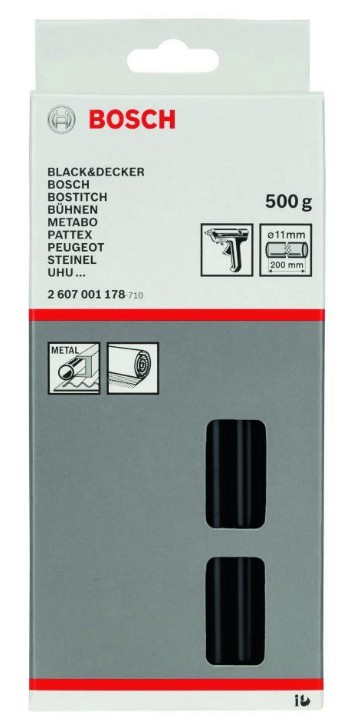 DOOS a 500gr. BOSCH LIJMSTICKS ZWART 11X200MM 2.607.001.178