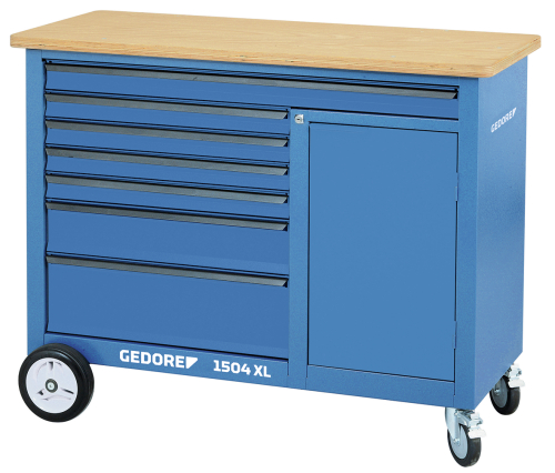 TOOL TROLLEY 1504-XL 1710 9 DRAWERS + CABINET WITH WOODEN TOP *A*