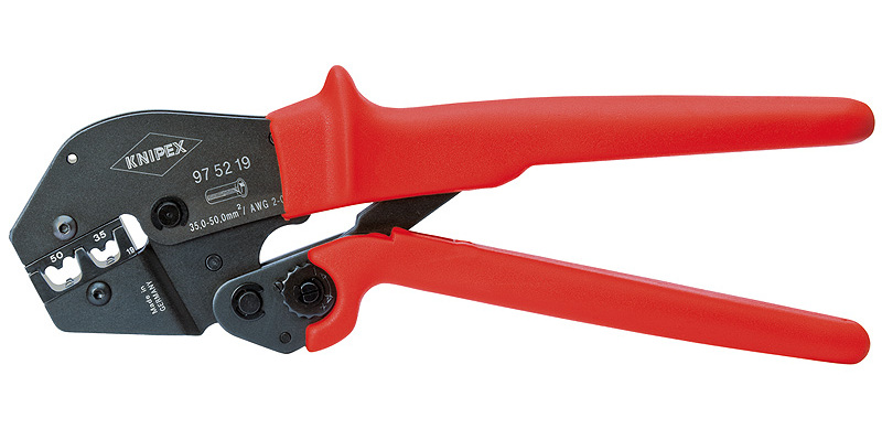 KNIPEX KRIMPTANG 97 52 19 t.b.v ADEREINDHULZEN 30 t/m 50 mm2 GEISOLEERD EN ONGEISOLEERD