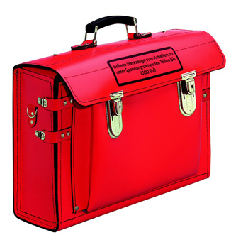 KOFFER LEER ROOD Z.OPDRUK 734004 