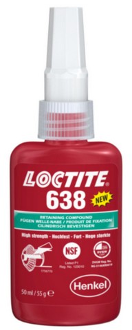 FLACON LOCTITE HOGE STERKTE 638 50ml. cilindrische bevestigingen 1803365