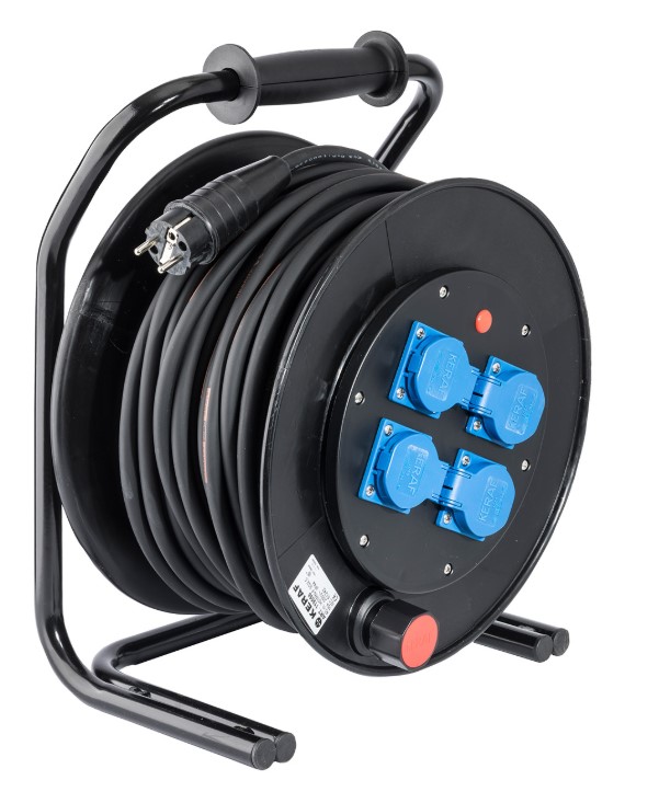 KERAF KABELHASPEL 40mtr TITANEX 3X3,2 4X RANDAARDE MET TEHERMISCHE BEVEILIGING