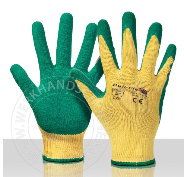 GLOVES PR BULLFLEX LATEX SIZE 9 GR/GL POL/COTTON 10304