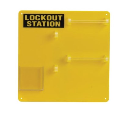 LOCK-OUT STATION FOR 12 LOCKS, TAGS AND PADLOCK BRACKET MADE OF PLASTIC