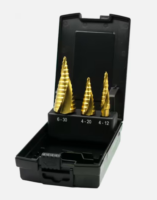 PHANTOM HSS SET GETRAPTE PLAATBOREN ERGO-STEP GESPIRALISEERD TIN 4-30mm 49.417.1000