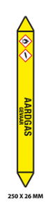 LEIDINGMARKERING STICKER BM AARDGAS GEVAAR  250X26mm VEL a 3 st.