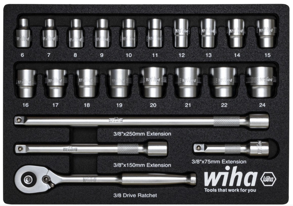 WIHA DOPSLEUTELSET 3/8" 23-dlg. 337-91 44708 IN MODULE