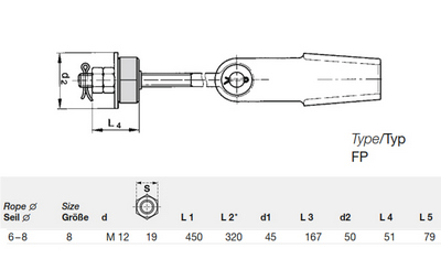 LIFTKABEL OPHANGSET FP kabel 10-12mm CPL MET OOGBOUT M16x320+BUFFERPAKKET ZSSSA402F 