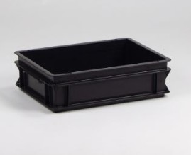 KUNSTSTOF BAK 400x300x120 EN-4312 ZWART ESD 10L (MOQ 10st)