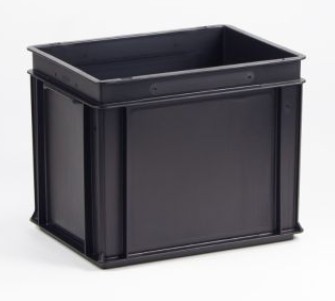 [974000285] KUNSTSTOF BAK 400x300x325 EN-43-1 ZWART ESD 30L (MOQ 10st)