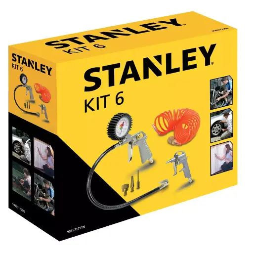 [154000120] STANLEY AIR TOOL KIT 6-PIECE BLOW GUN, HOSE, PUMP SET 9045717STN