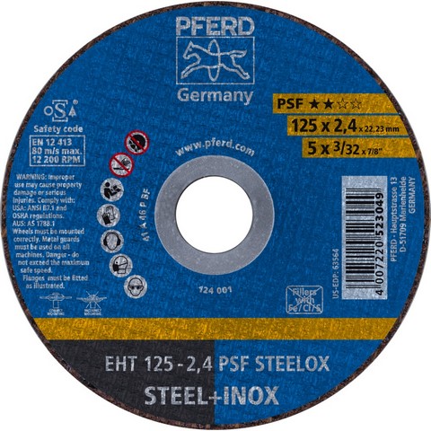[157000015] SLIPPED DISC EHT 125x2.4 A46P PSF-INOX (ORANGE) (+) (25) 61721122/523049
