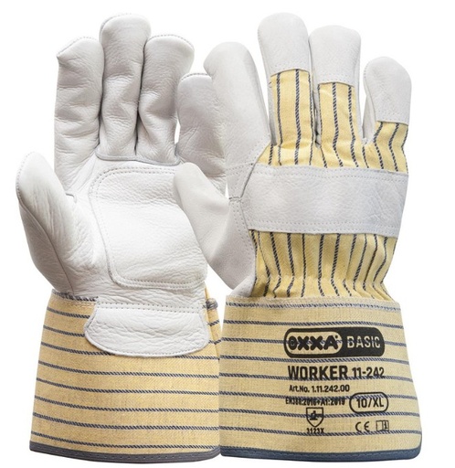 [179000020] PR. GLOVES GRAIN LEATHER WORKER MT10/11 WITH PALM REINFORCEMENT