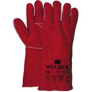 [179000300] PR.LASHANDSCHOENEN 5-VINGERS ROOD RUND/SPLITLEER ONE SIZE M/KEVLAR GAREN