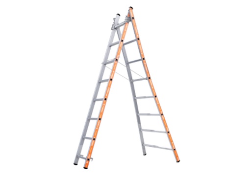 [223000050] REFORMLADDER  2x8 treden (MET UITGEBOGENBOOM.)