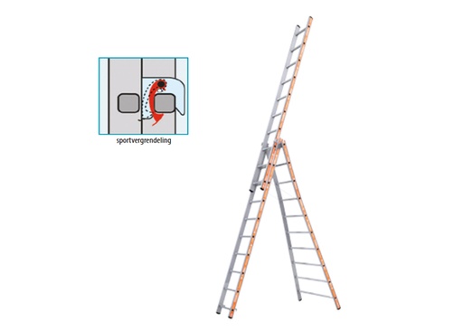 [223000845] REFORMLADDER  3x12 treden (MET UITGEBOGENBOOM.)