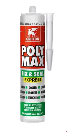 [017000035] GRIFFON POLYMAX FIX & SEAL TRANSP. 290ML. mounting adhesive and sealant 6150452