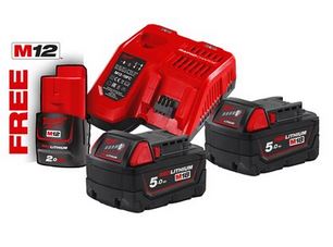 [260000250] MILWAUKEE ACCUPACK M18 NRG-502 PACK LADER M12-M18 + 2x M18 5Ah + 1x M12 2Ah