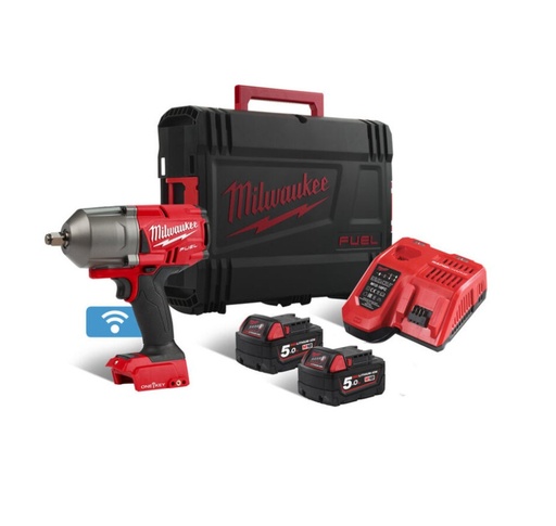 [260000620] MILWAUKEE 18V SLAGMAANZ. ONEFHIWF12-502X + KOFFER + SNELLADER + 2X 18V 5,0Ah ACCU