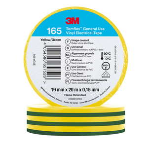 [001011085] 3M TEMFLEX ISOLATIETAPE GROEN/GEEL 165YG5E 19mm x 20mtr 7100222493