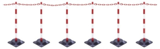 [972008445] KETTINGSTANDAARDSET M/6STAANDERS L=10MTR H 780mm ROOD/WIT